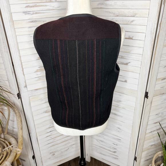 EARTH TONES SANTA FE VINTAGE Handmade M Bolivian Wool Embroidered Vest Western - Picture 4 of 13